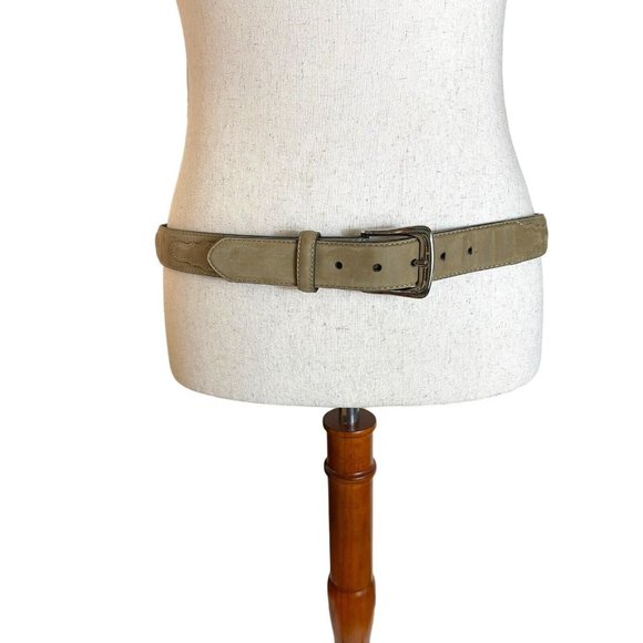 Tan Suede Leather Belt Size 40 Silver-tone Hardware Western Styling Unisex 1.25” - Picture 2 of 6